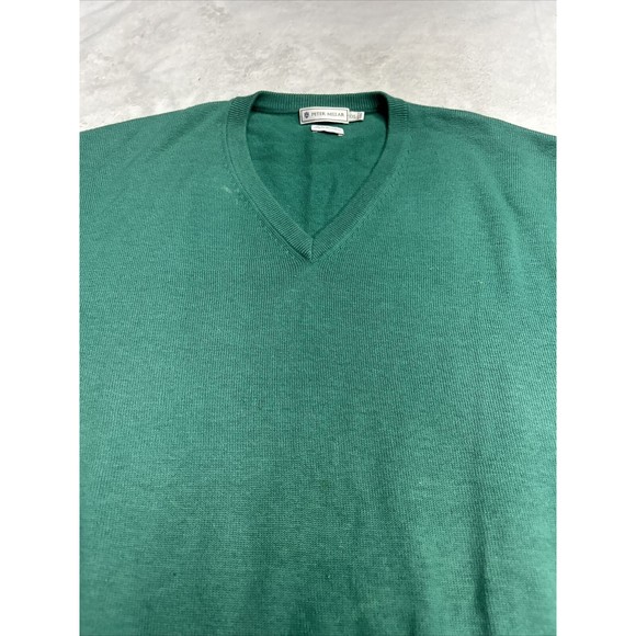 Peter Millar Men's 100% Pure Cashmere Size 2XL Green V-Neck Pullover Sweater - Picture 2 of 14